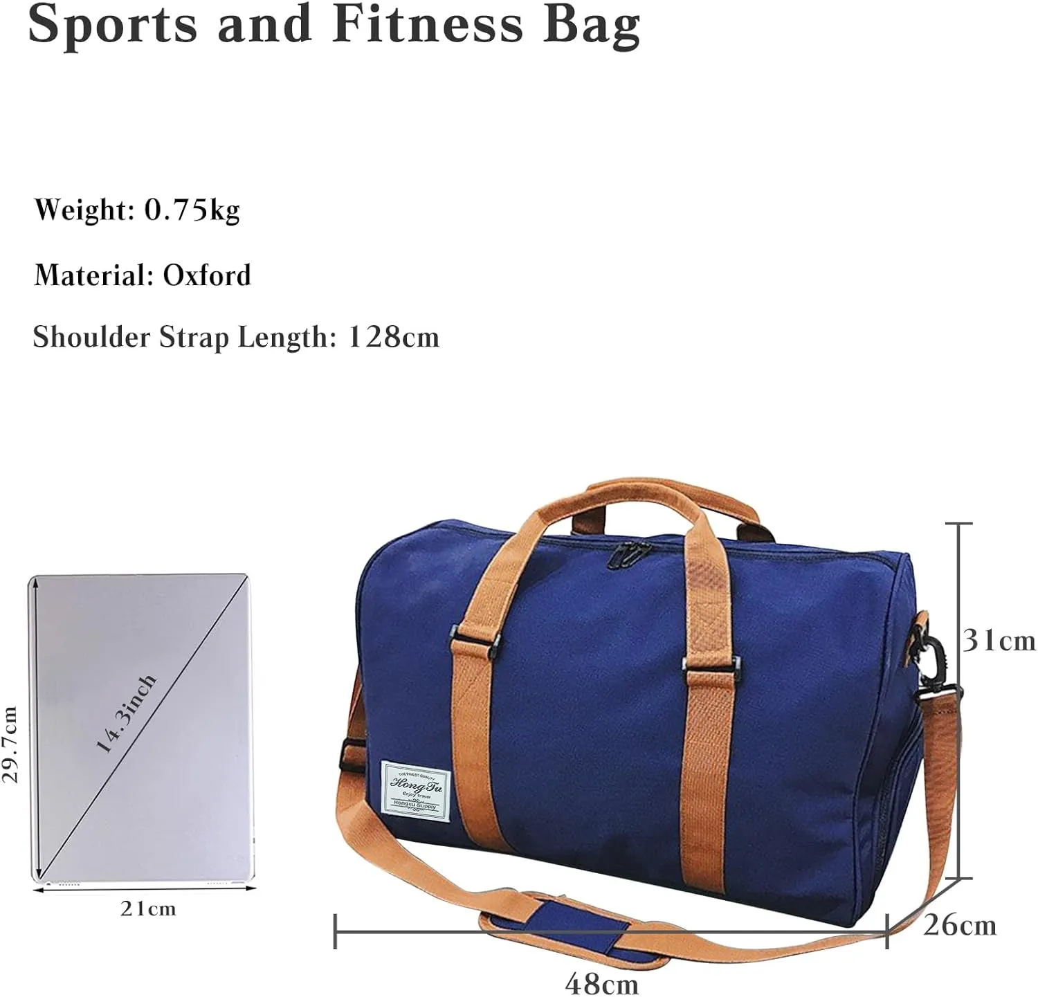 Travel Duffel Bags for Women/Men Sport Duffel Bag Large Gym Tote Bag Weekend Shoulder Bag Overnight Bag Lightweight Hospital Bag Carry On Luggage with Shoe Compartment for Sport Gym Travel Blue