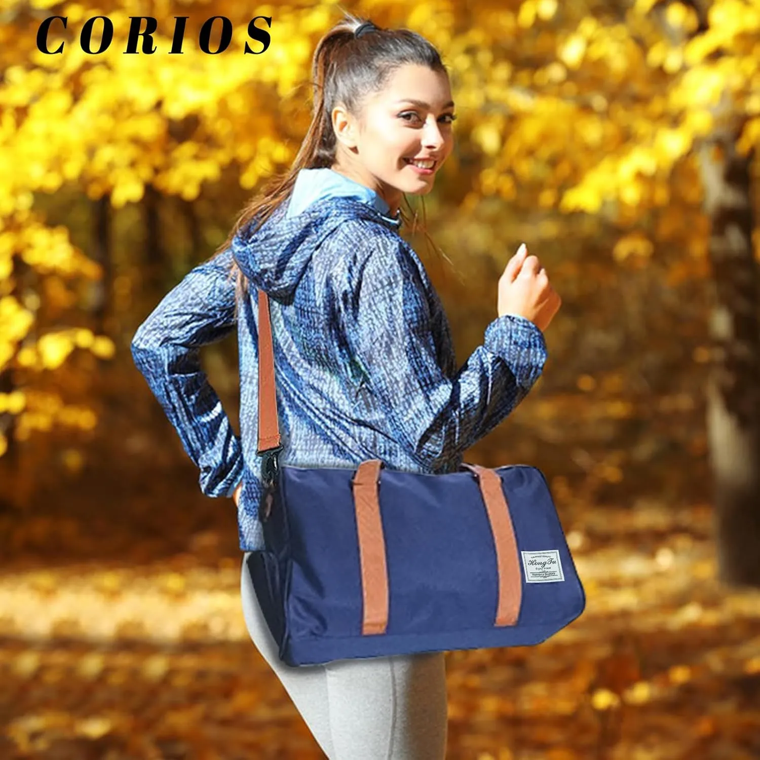 Travel Duffel Bags for Women/Men Sport Duffel Bag Large Gym Tote Bag Weekend Shoulder Bag Overnight Bag Lightweight Hospital Bag Carry On Luggage with Shoe Compartment for Sport Gym Travel Blue