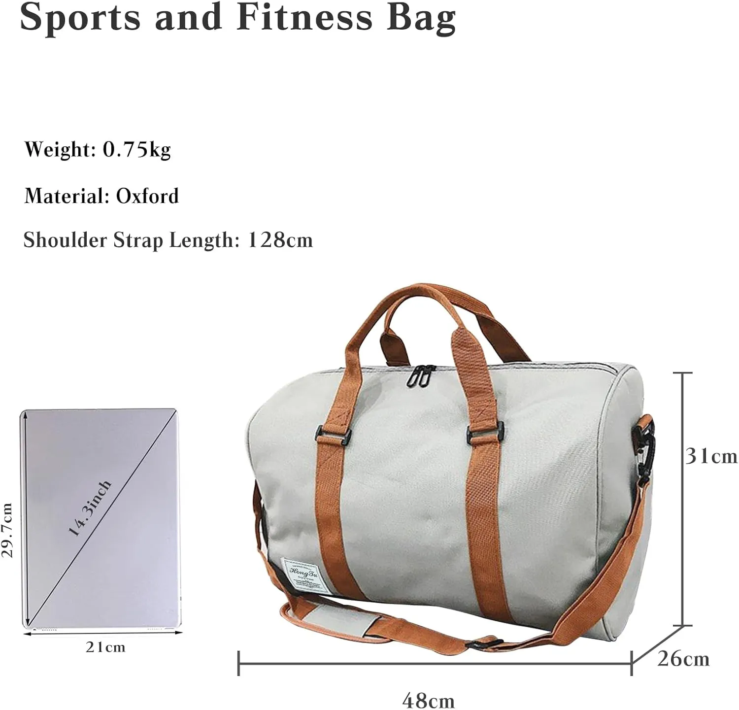 Travel Duffel Bags for Women/Men Sport Duffel Bag Large Gym Tote Bag Weekend Shoulder Bag Overnight Bag Lightweight Hospital Bag Carry On Luggage with Shoe Compartment for Sport Gym Travel Grey