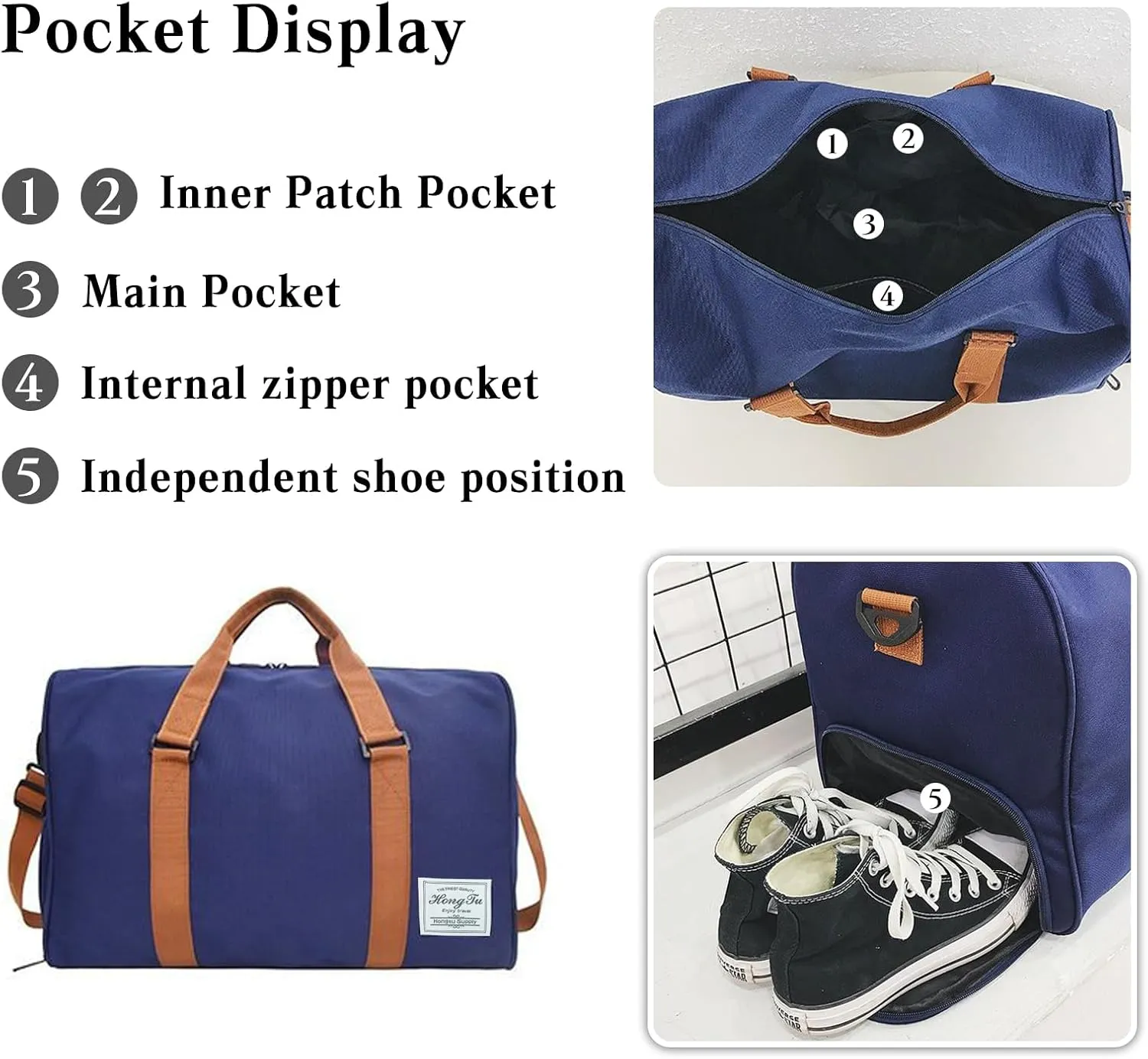 Travel Duffel Bags for Women/Men Sport Duffel Bag Large Gym Tote Bag Weekend Shoulder Bag Overnight Bag Lightweight Hospital Bag Carry On Luggage with Shoe Compartment for Sport Gym Travel Grey