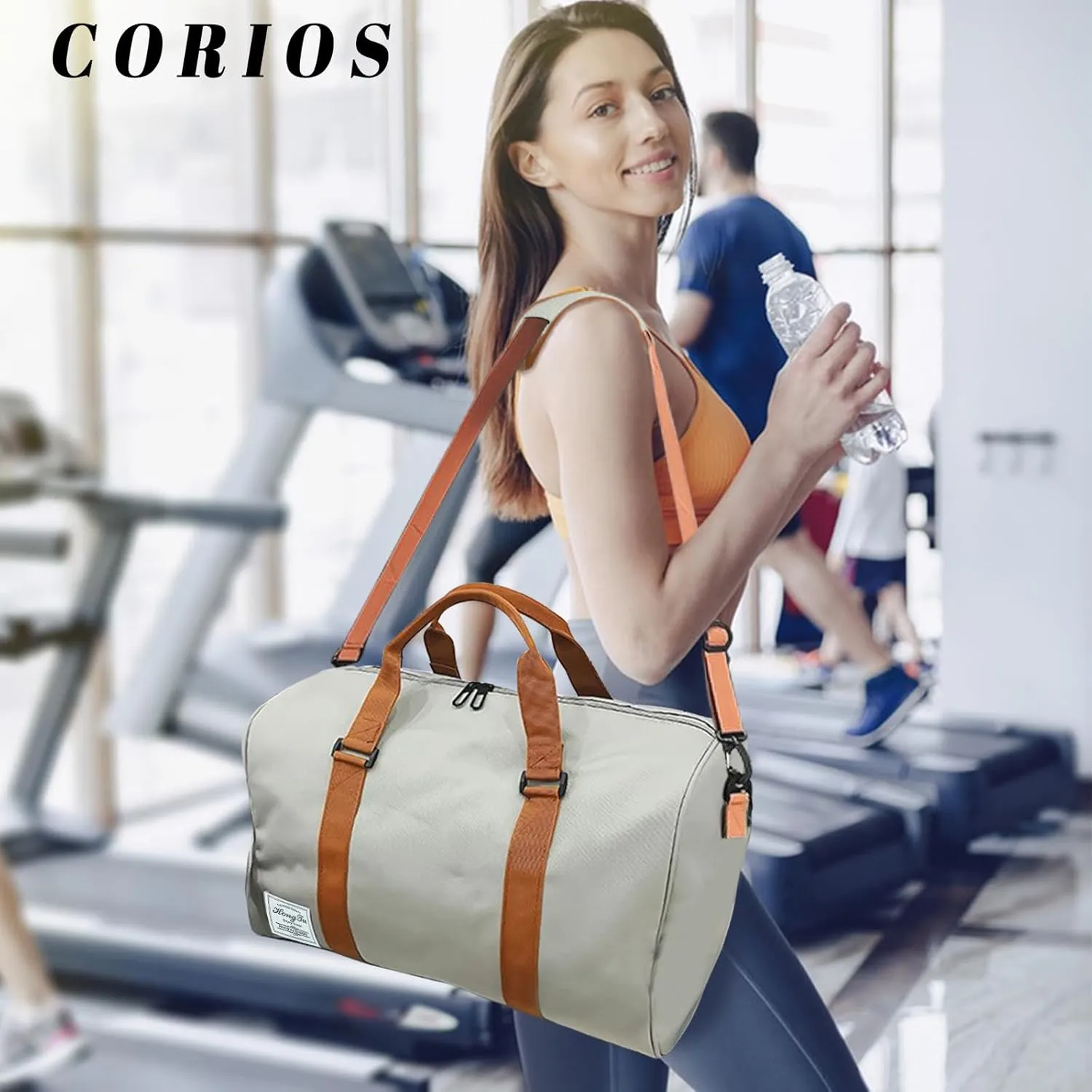 Travel Duffel Bags for Women/Men Sport Duffel Bag Large Gym Tote Bag Weekend Shoulder Bag Overnight Bag Lightweight Hospital Bag Carry On Luggage with Shoe Compartment for Sport Gym Travel Grey