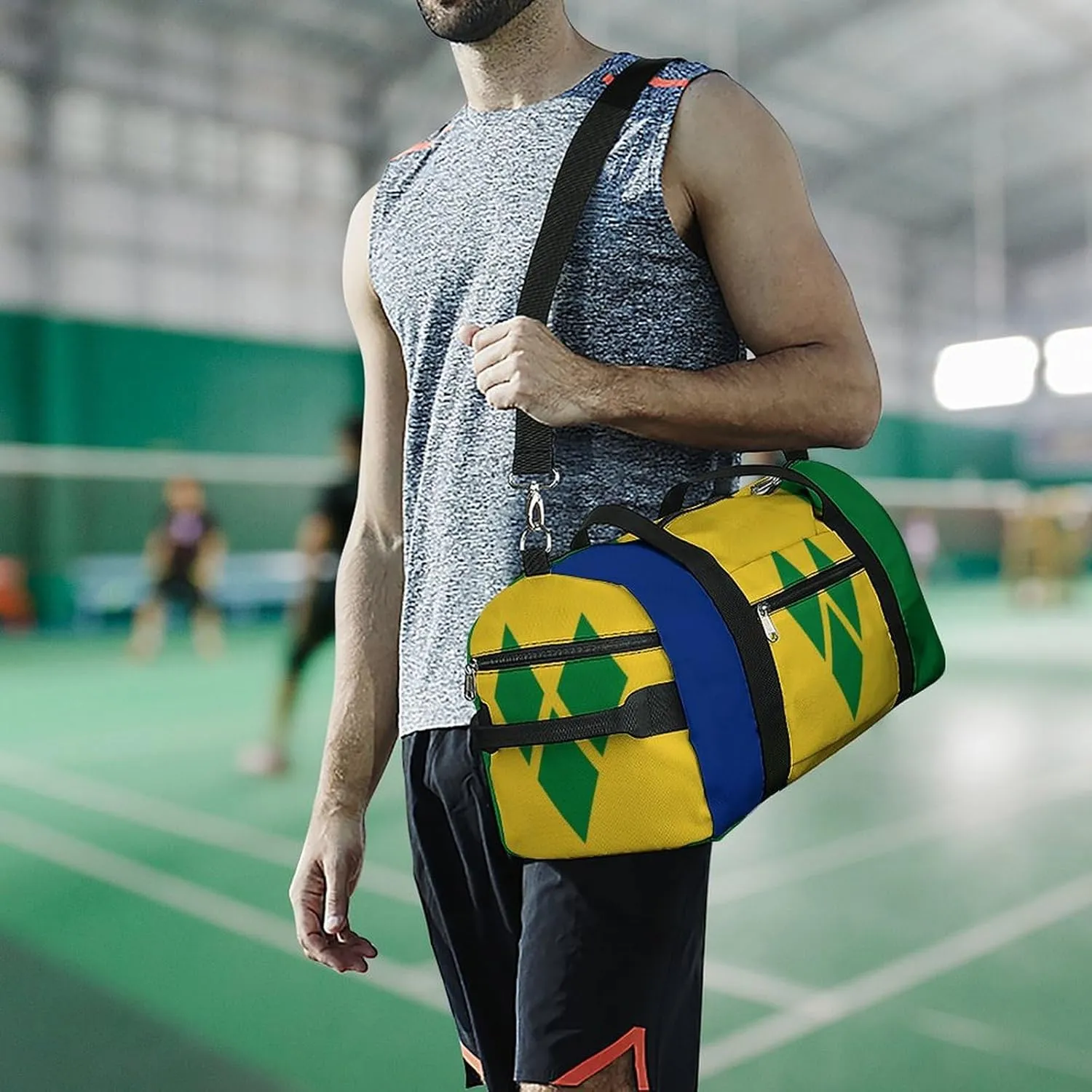Travel Duffel with Saint Vincent Grenadines Flag for Men Women Shoe Compartment Sports Bag