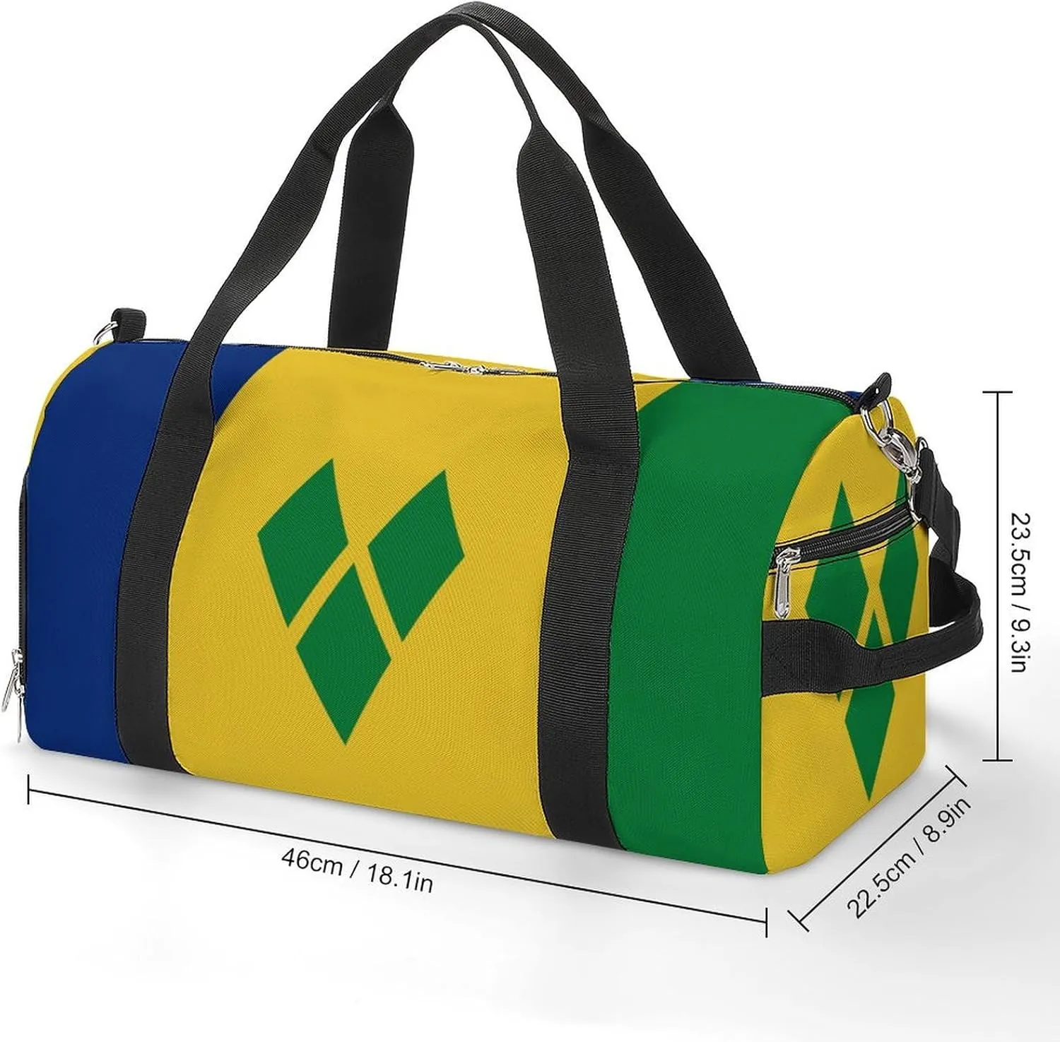 Travel Duffel with Saint Vincent Grenadines Flag for Men Women Shoe Compartment Sports Bag