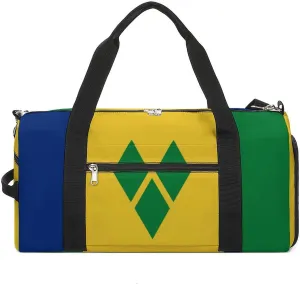 Travel Duffel with Saint Vincent Grenadines Flag for Men Women Shoe Compartment Sports Bag