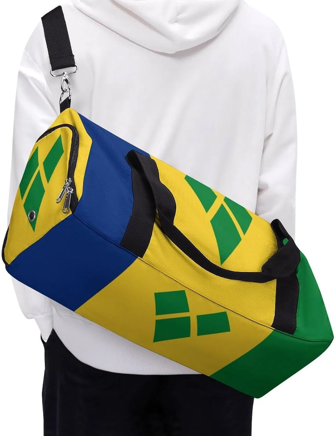 Travel Duffel with Saint Vincent Grenadines Flag for Men Women Shoe Compartment Sports Bag