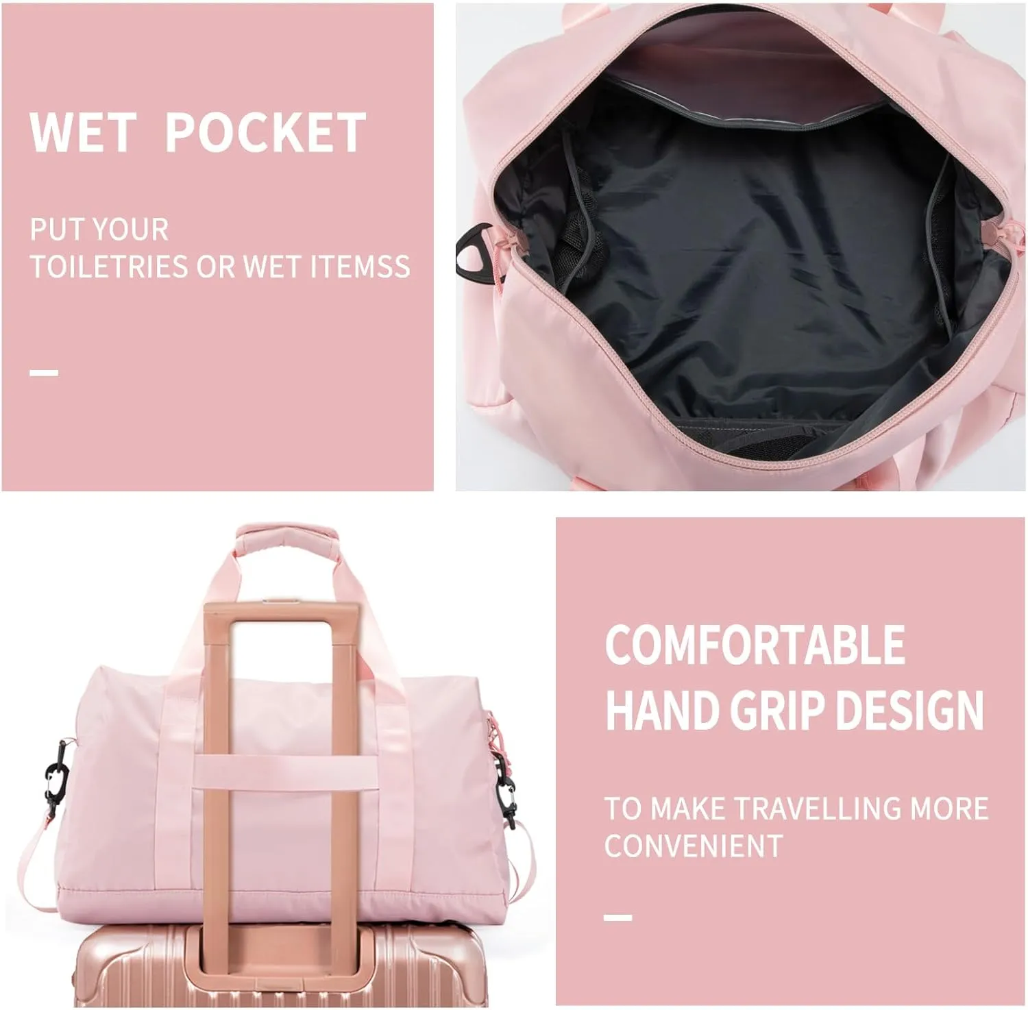 Travel Duffle Bag,Sport Gym Bag for Men And Women with Wet Pocket,Weekender Bag Carry On Tote Bags for Airplane