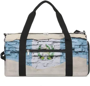Travel Gym Bag with National Flag Guatemala Brick Background for Men Women Shoe Compartment Weekender