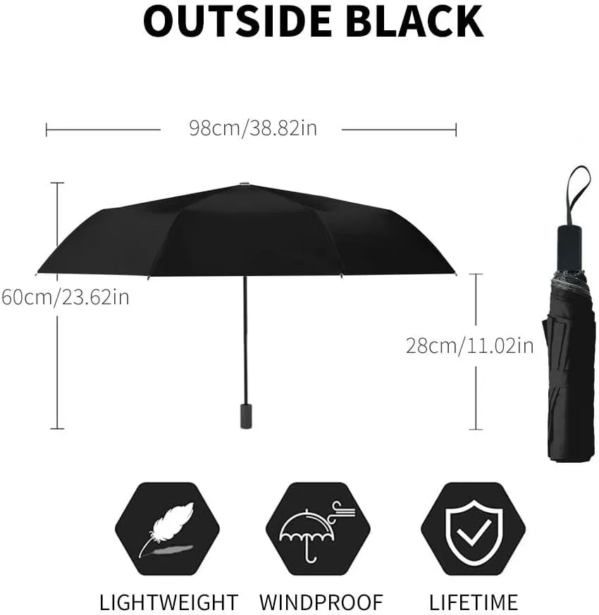 Travel Umbrella for Rain Windproof Sea and evening sky beach Automatic Cute Portable Compact Umbrella for Women Purse Backpack Car Black Sun UV Protection