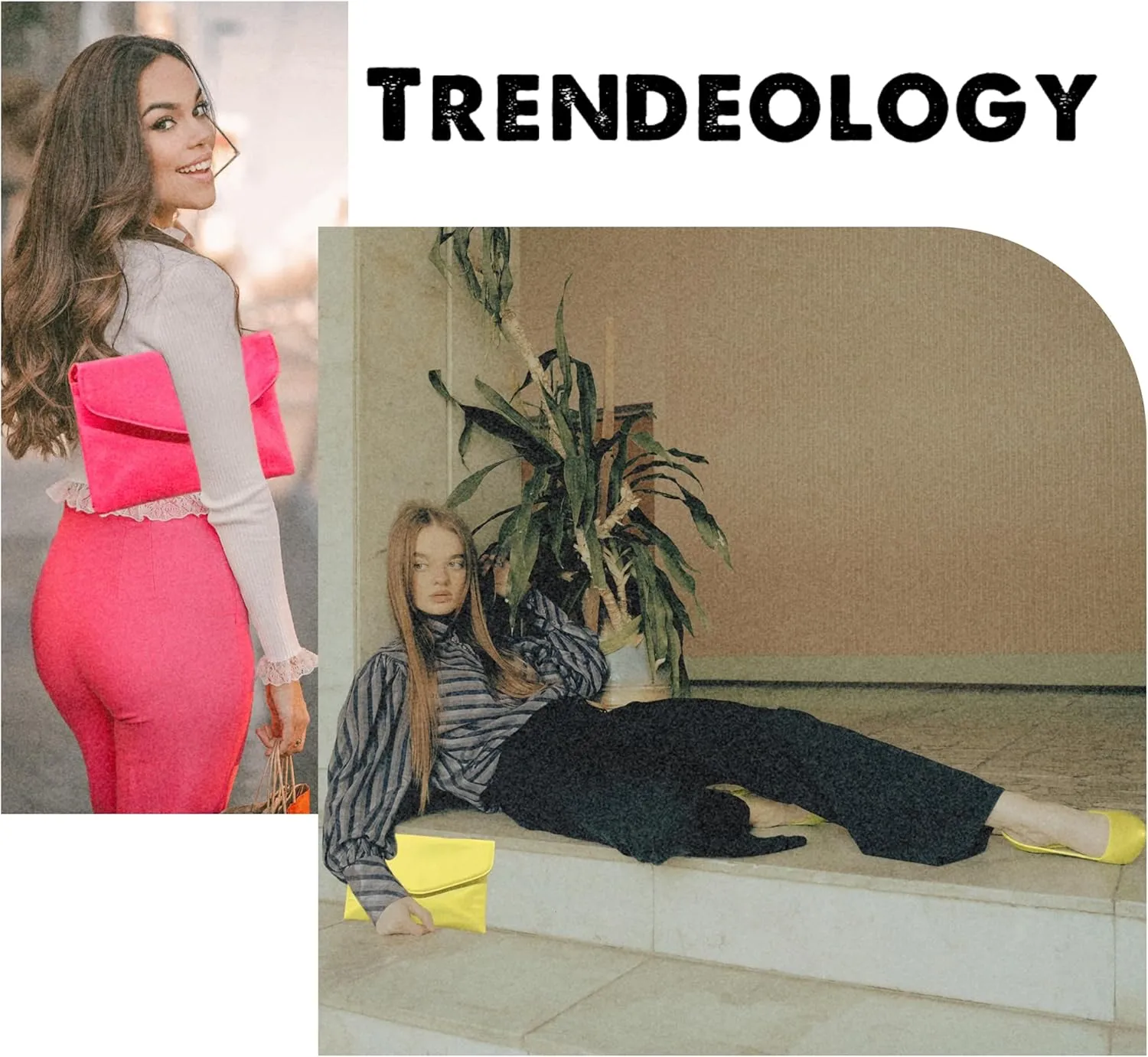 Trendeology Snake Print Leather Envelope Clutch Purse with Crossbody Chain Strap