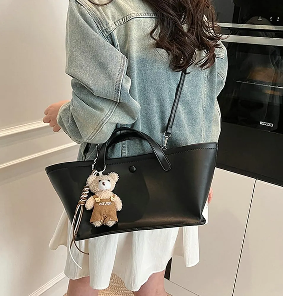 Trendy Tote Bag for Women Retro Casual Shoulder Bags PU Leather Work Handbags Satchel with Removeable Strap 2025