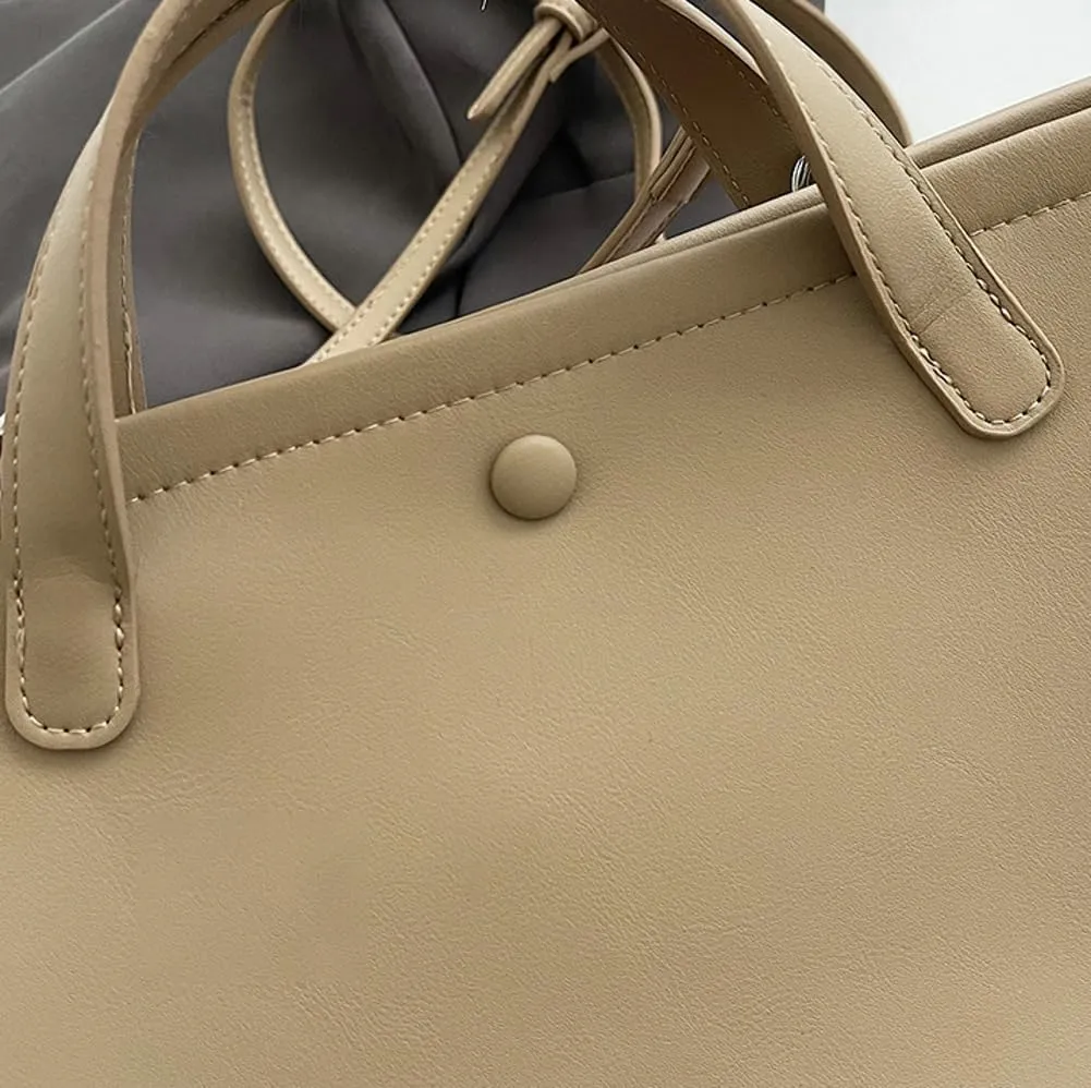 Trendy Tote Bag for Women Retro Casual Shoulder Bags PU Leather Work Handbags Satchel with Removeable Strap 2025