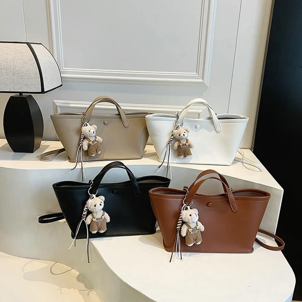 Trendy Tote Bag for Women Retro Casual Shoulder Bags PU Leather Work Handbags Satchel with Removeable Strap 2025