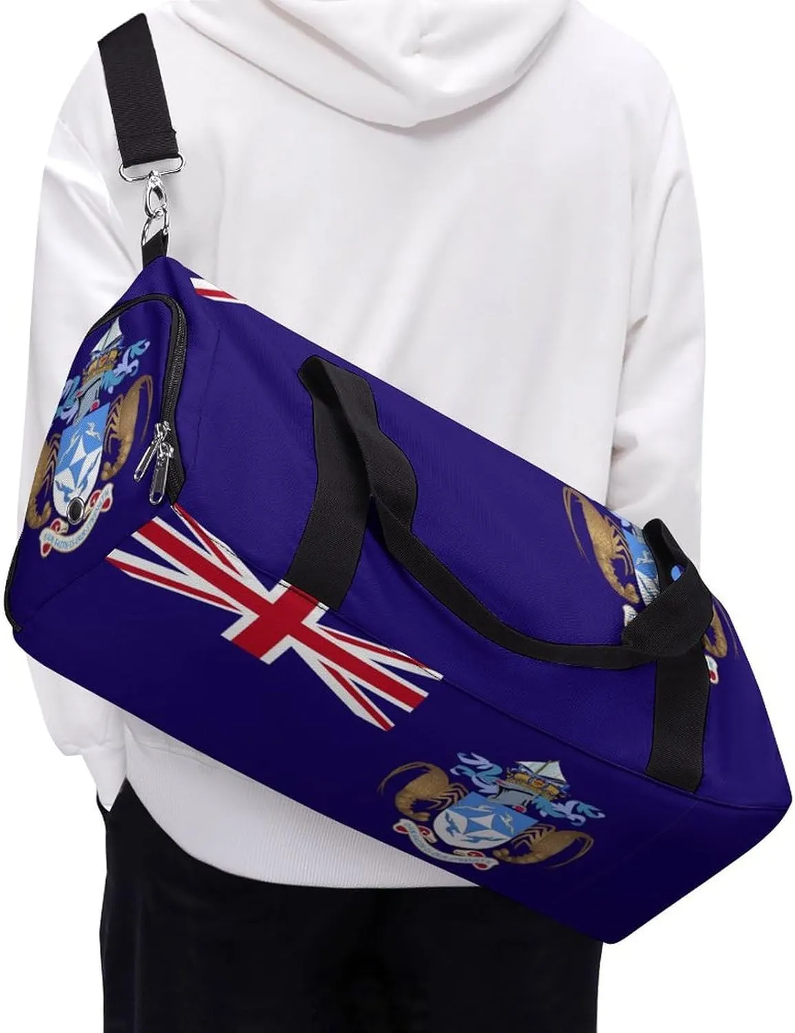 Tristan Da Cunha Flag Duffle Bag for Sports Lightweight Waterproof Gym Bag with Shoe Compartment