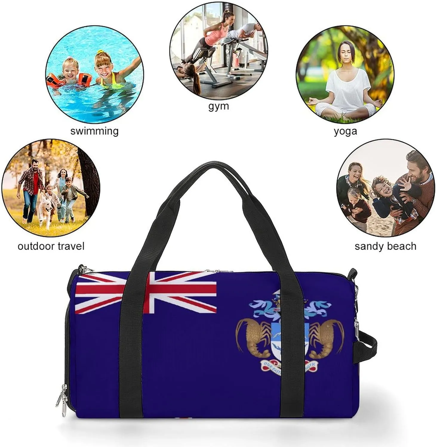 Tristan Da Cunha Flag Duffle Bag for Sports Lightweight Waterproof Gym Bag with Shoe Compartment