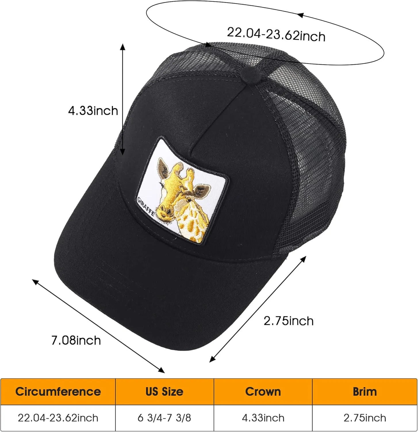Trucker Hat Men Animal Snapback Hats Adjustable Embroidered Baseball Cap Mesh Breathable Square Patch Women Caps