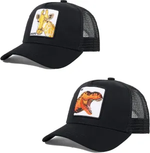 Trucker Hat Men Animal Snapback Hats Adjustable Embroidered Baseball Cap Mesh Breathable Square Patch Women Caps