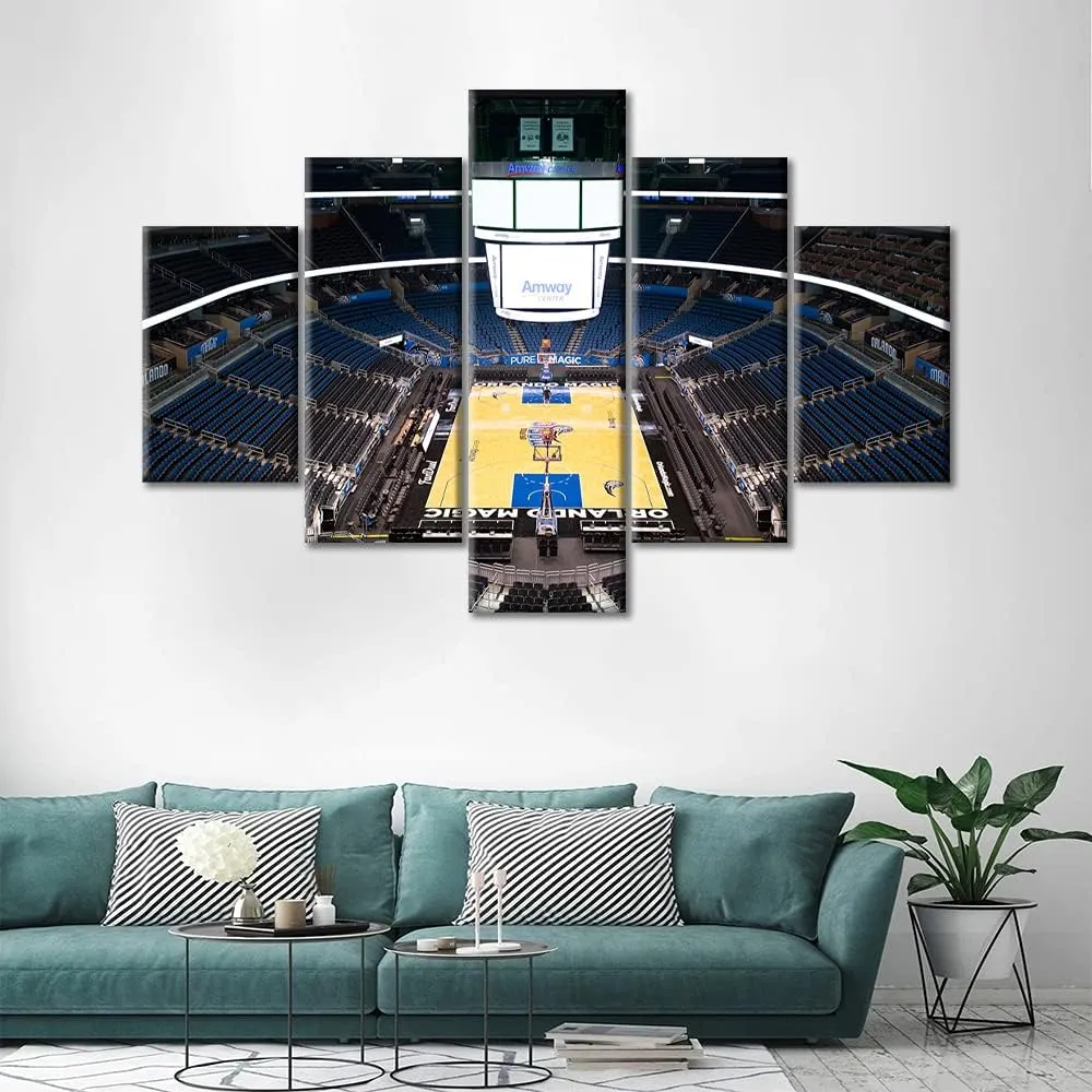 TUMOVO Large Canvas Wall Art Amway Center Picture Basketball Stadium Wall Art for Home Wall Decor, Sports Stadium Posters for Men Boys Gift for Bedroom, Office Decor, 60" Wx40 H