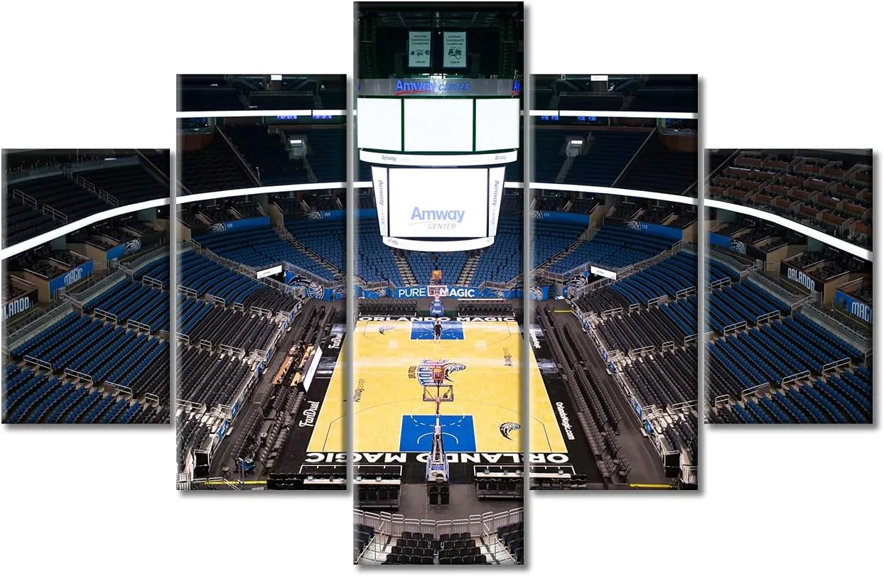 TUMOVO Large Canvas Wall Art Amway Center Picture Basketball Stadium Wall Art for Home Wall Decor, Sports Stadium Posters for Men Boys Gift for Bedroom, Office Decor, 60" Wx40 H