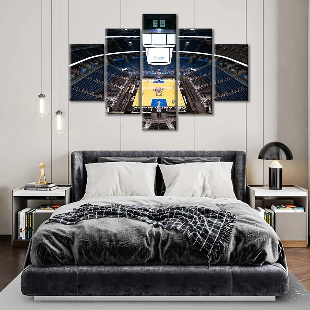 TUMOVO Large Canvas Wall Art Amway Center Picture Basketball Stadium Wall Art for Home Wall Decor, Sports Stadium Posters for Men Boys Gift for Bedroom, Office Decor, 60" Wx40 H