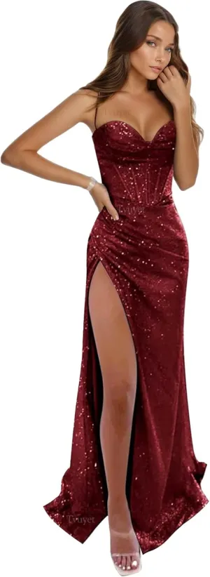 Tvuyet Corset Prom Dresses for Women Mermaid 2025 Long Glitter Sequin Formal Evening Party Gowns