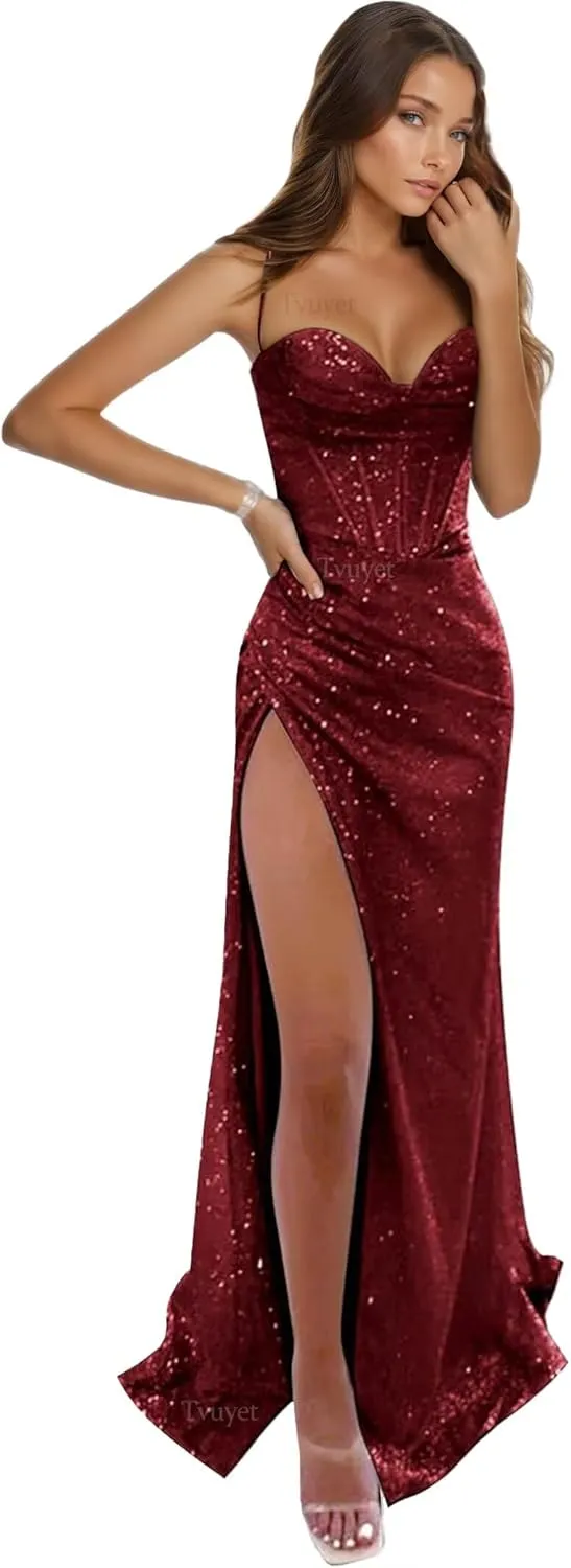 Tvuyet Corset Prom Dresses for Women Mermaid 2025 Long Glitter Sequin Formal Evening Party Gowns
