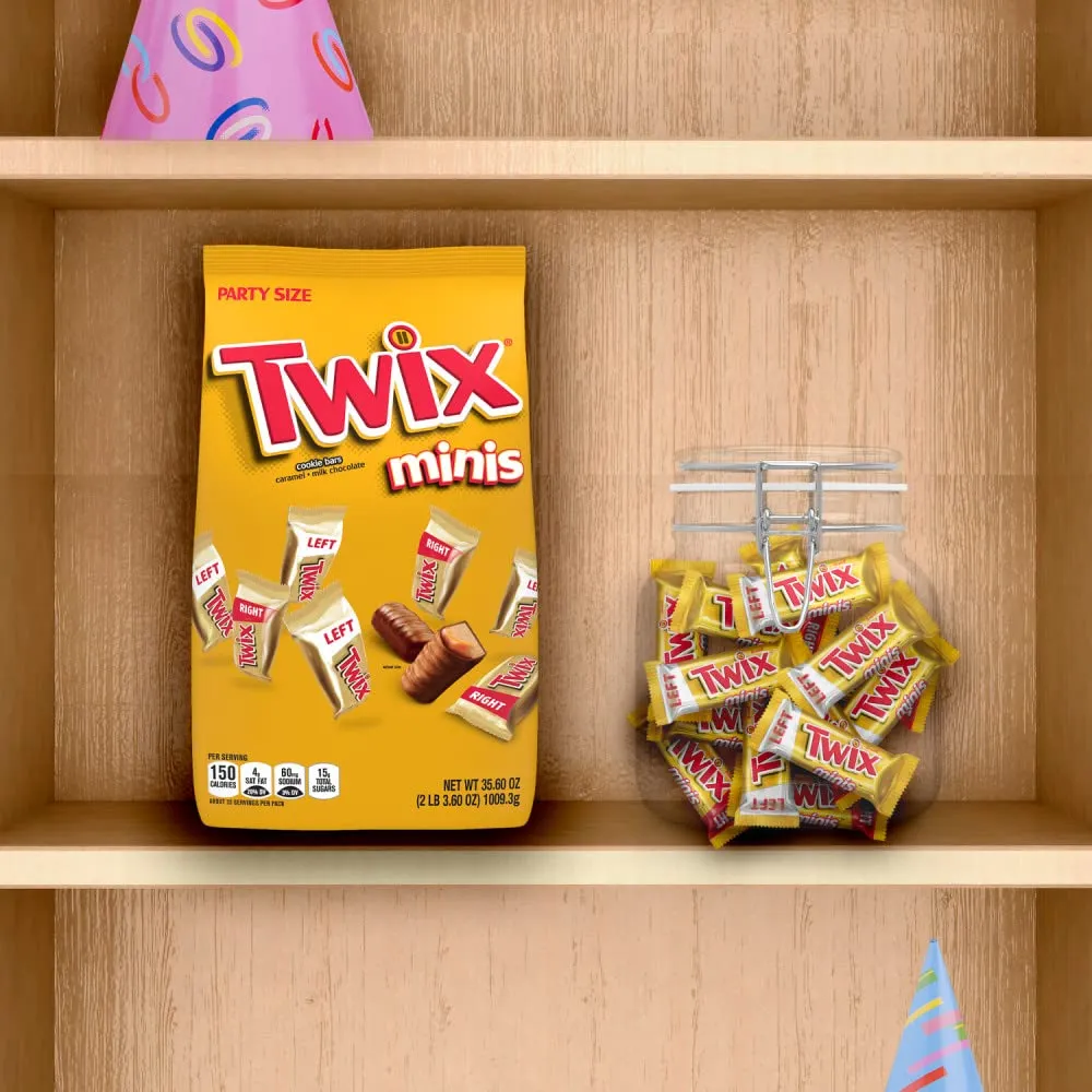 TWIX Chocolate Candy Bars Father’s Day Gift, Minis - Chocolate Cookie Caramel Candy Bag, 35.6 oz, 95 Pieces