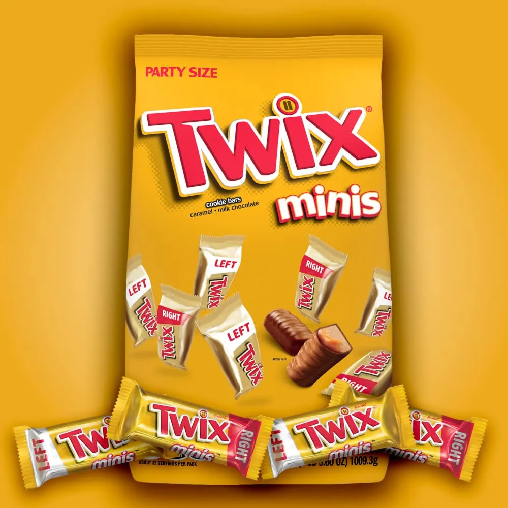 TWIX Chocolate Candy Bars Father’s Day Gift, Minis - Chocolate Cookie Caramel Candy Bag, 35.6 oz, 95 Pieces