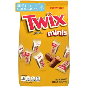 TWIX Chocolate Candy Bars Father’s Day Gift, Minis - Chocolate Cookie Caramel Candy Bag, 35.6 oz, 95 Pieces