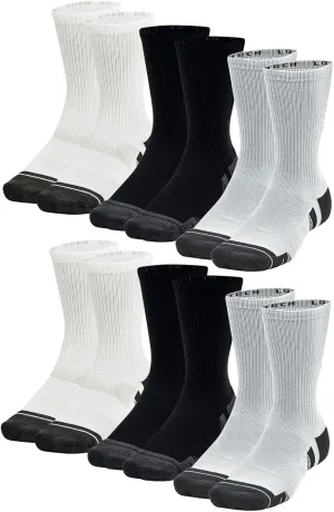 Under Armour HeatGear Crew Socks, Unisex Sports Socks, 6 Pairs