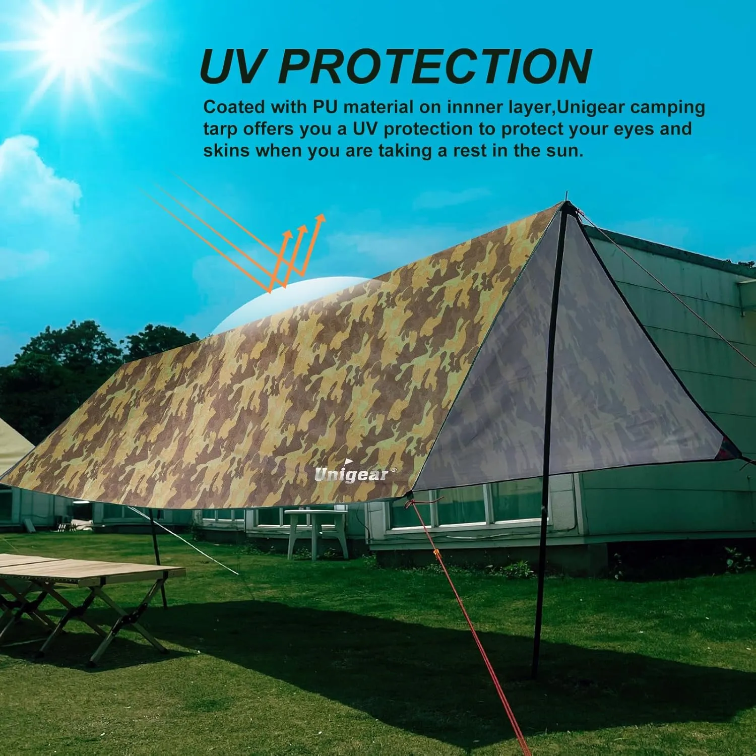Unigear Hammock Rain Fly Waterproof Tent Tarp, UV Protection and PU 3000mm Waterproof, Lightweight for Camping, Backpacking and Outdoor Adventure