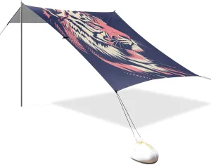 Uniquigers Midnight Blue Beach Tent UPF50 Easy Setup Portable Sun Shelter with Carrying Bag for Family Travel