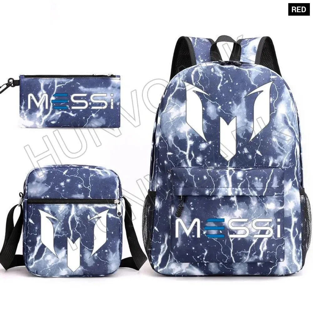 Unisex Messie Print Cosplay 3pcs Oxford School Bag