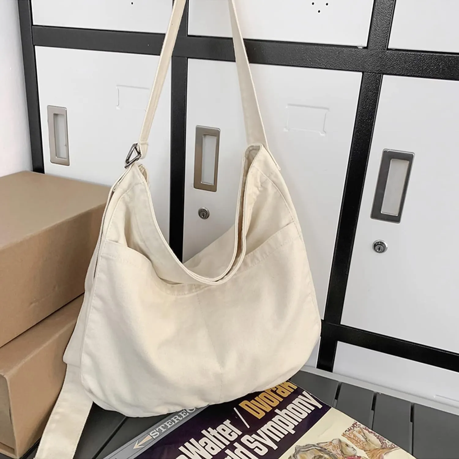 Unisex Shoulder Bag Canvas Bag Oxford Shoulder Bag Ladies Shopper Bag for Everyday/Office/School/Travelling