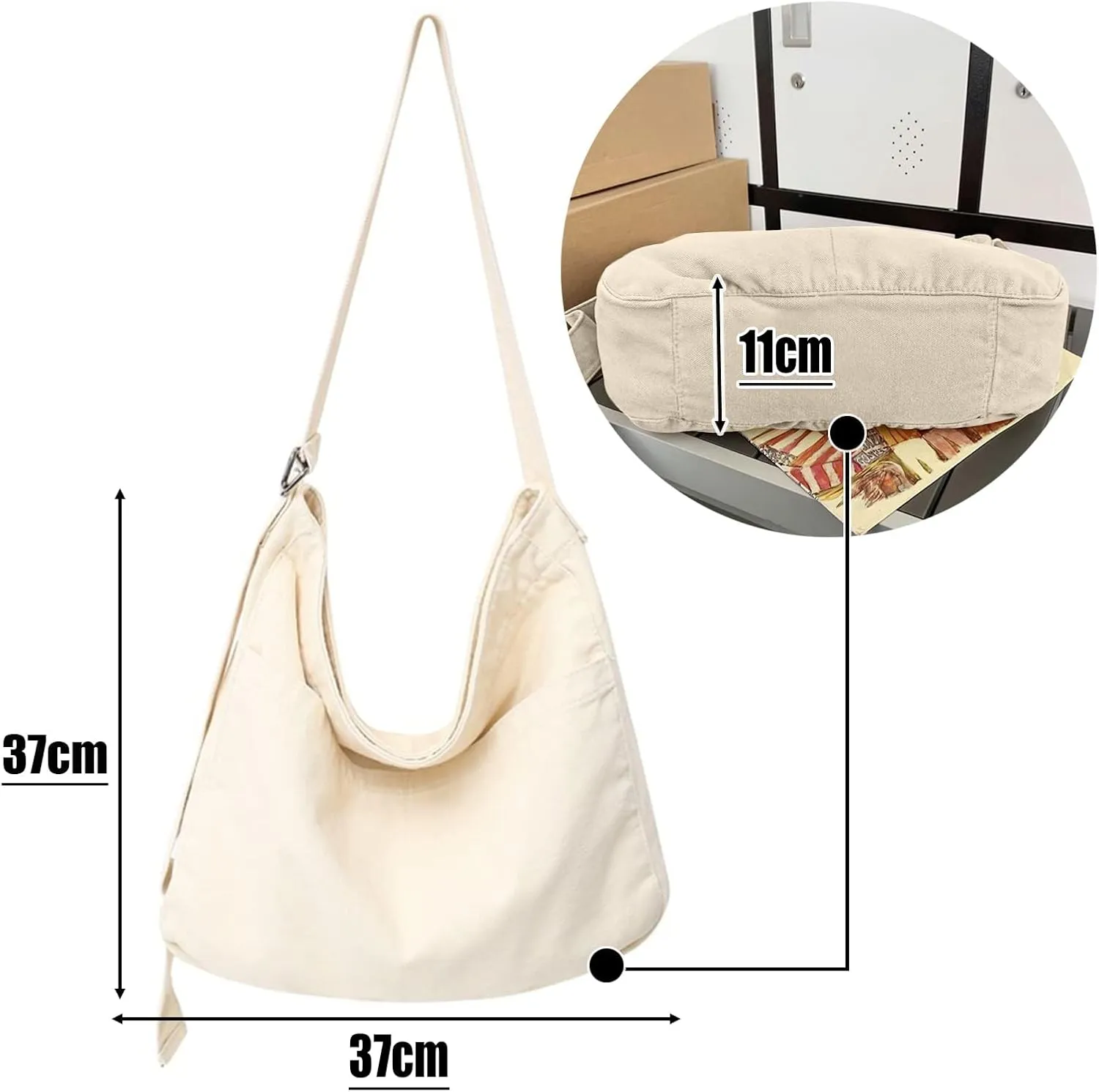 Unisex Shoulder Bag Canvas Bag Oxford Shoulder Bag Ladies Shopper Bag for Everyday/Office/School/Travelling