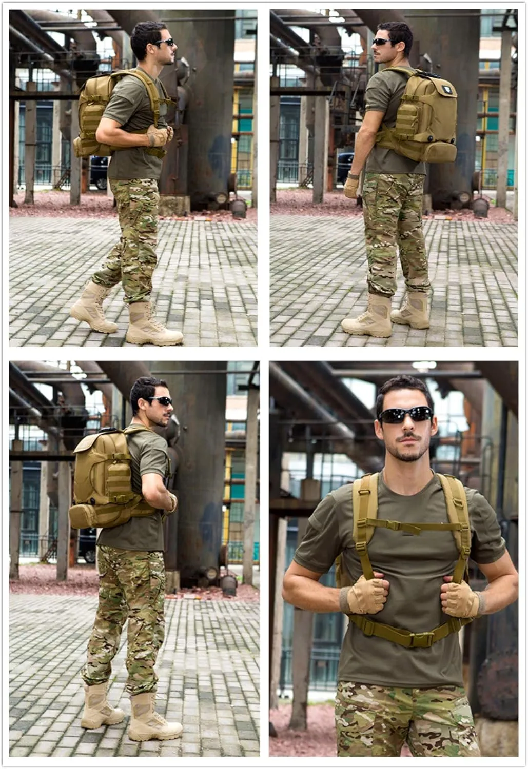 UNISTRENGH 40L Waterproof Tactical Military MOLLE Assault Backpack Pack 3 Way Modular Attachments Large Bag Rucksack with Patch Sport Outdoor Gear For Hunting Cycling Camping Trekking, Coyote Brown
