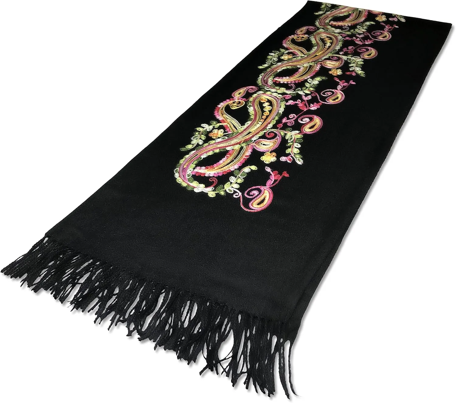 Urban CoCo Women's Embroidered Oversize Tassel Shawl Scarf Wraps for Women