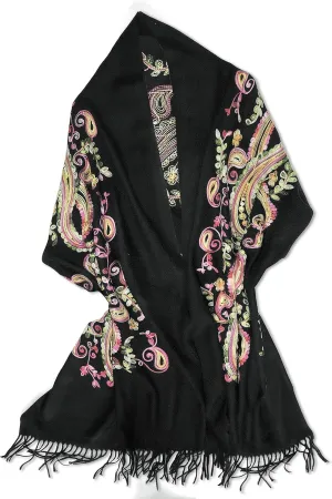 Urban CoCo Women's Embroidered Oversize Tassel Shawl Scarf Wraps for Women
