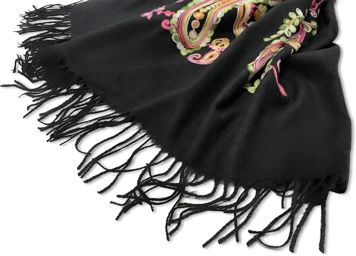 Urban CoCo Women's Embroidered Oversize Tassel Shawl Scarf Wraps for Women