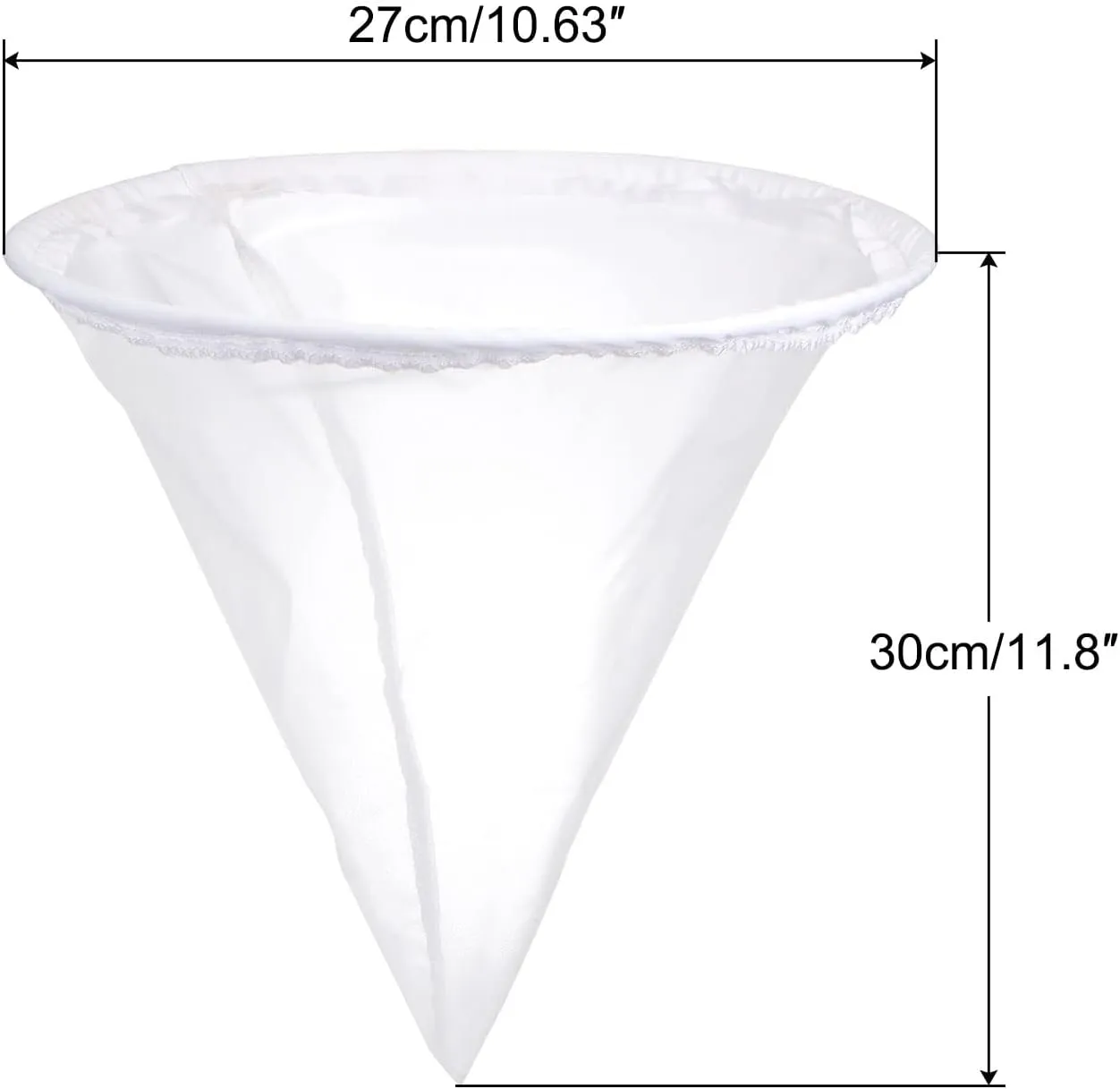 uxcell 60 Mesh Paint Filter Bag 10.6" Dia Cone Shape Nylon Strainer for Filtering Paint, Gasoline, Fuel, Home Brewing