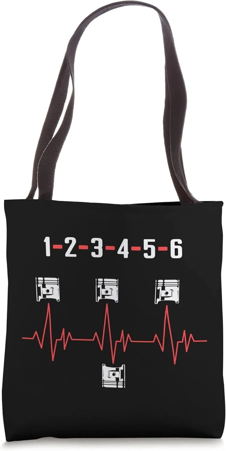 V6 heartbeat design for six cylinder car fans Tote Bag