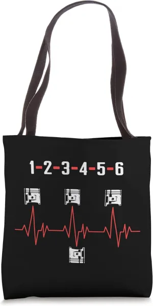 V6 heartbeat design for six cylinder car fans Tote Bag