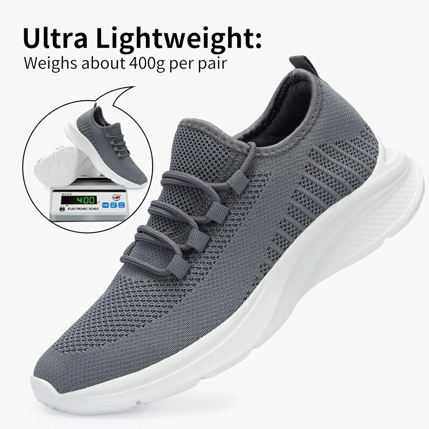 VAMJAM Men's Running Shoes Fashion Sneakers Lightweight Breathable Lace Up Mesh Walking Shoes Workout Casual Sports Shoes