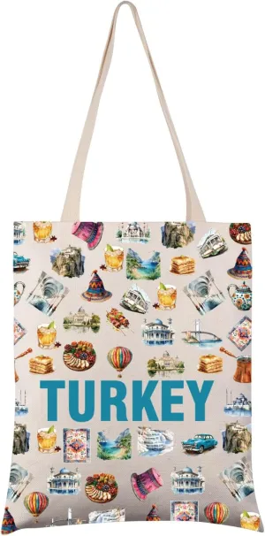 VAMSII Turkey Lover Tote Bag Turkey Team Gift Turkish Food Fans Shopping Bag Turkey Souvenir Gift