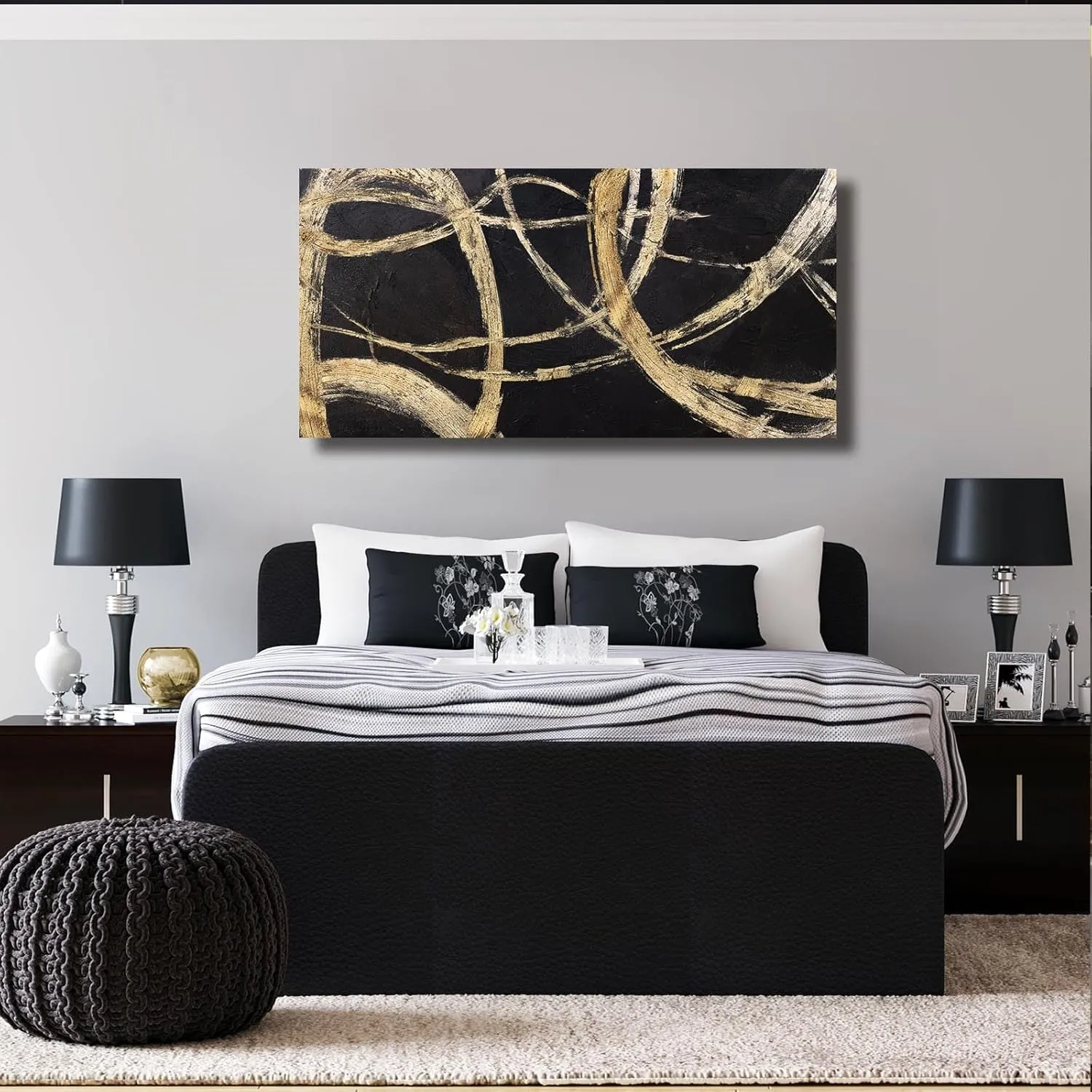 VAYIMDH Wall Decorations for Living Room Black And Gold Pictures Abstract Wall Hangings Canvas Wall Art Large Wall Decor for Home Office 20x40 In