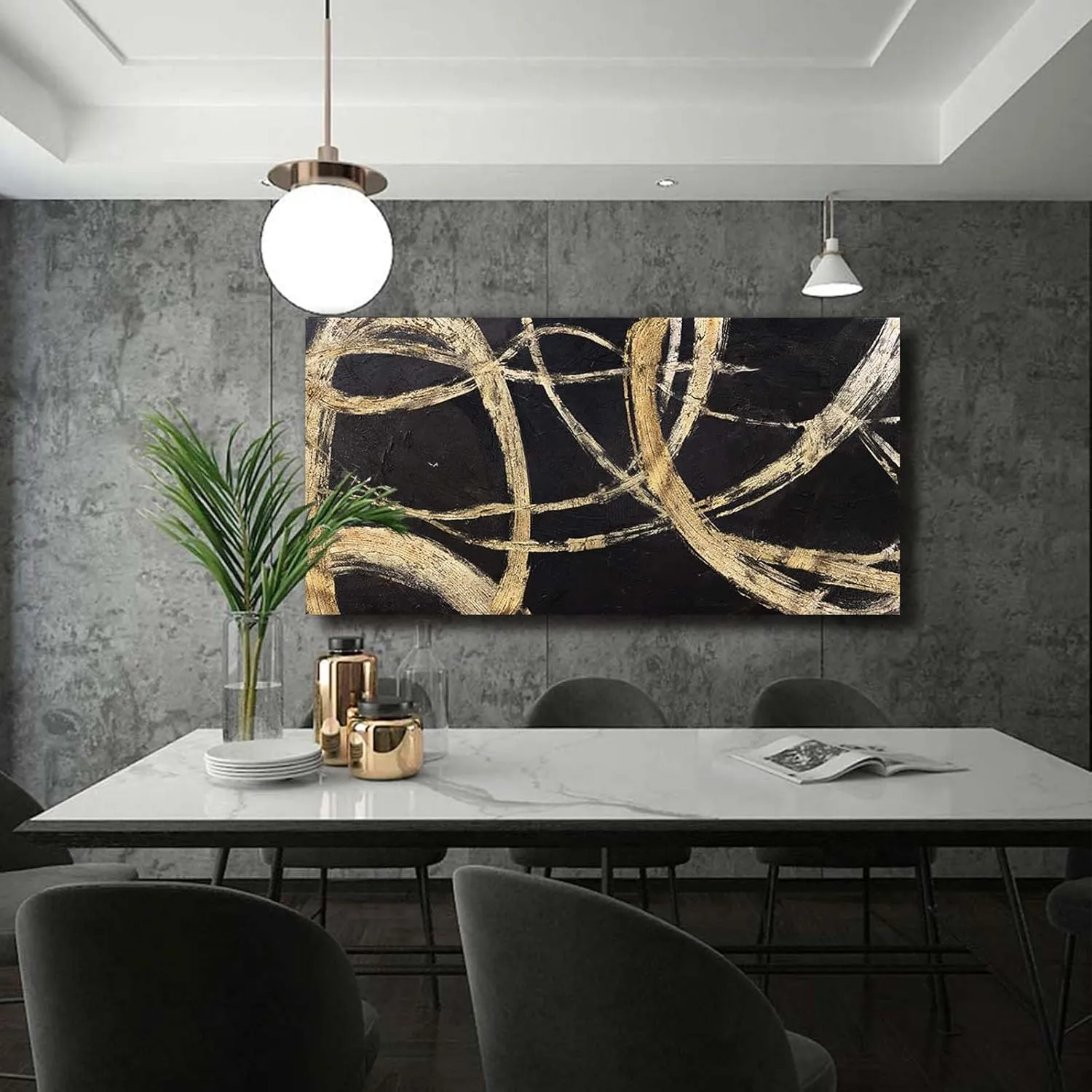 VAYIMDH Wall Decorations for Living Room Black And Gold Pictures Abstract Wall Hangings Canvas Wall Art Large Wall Decor for Home Office 20x40 In
