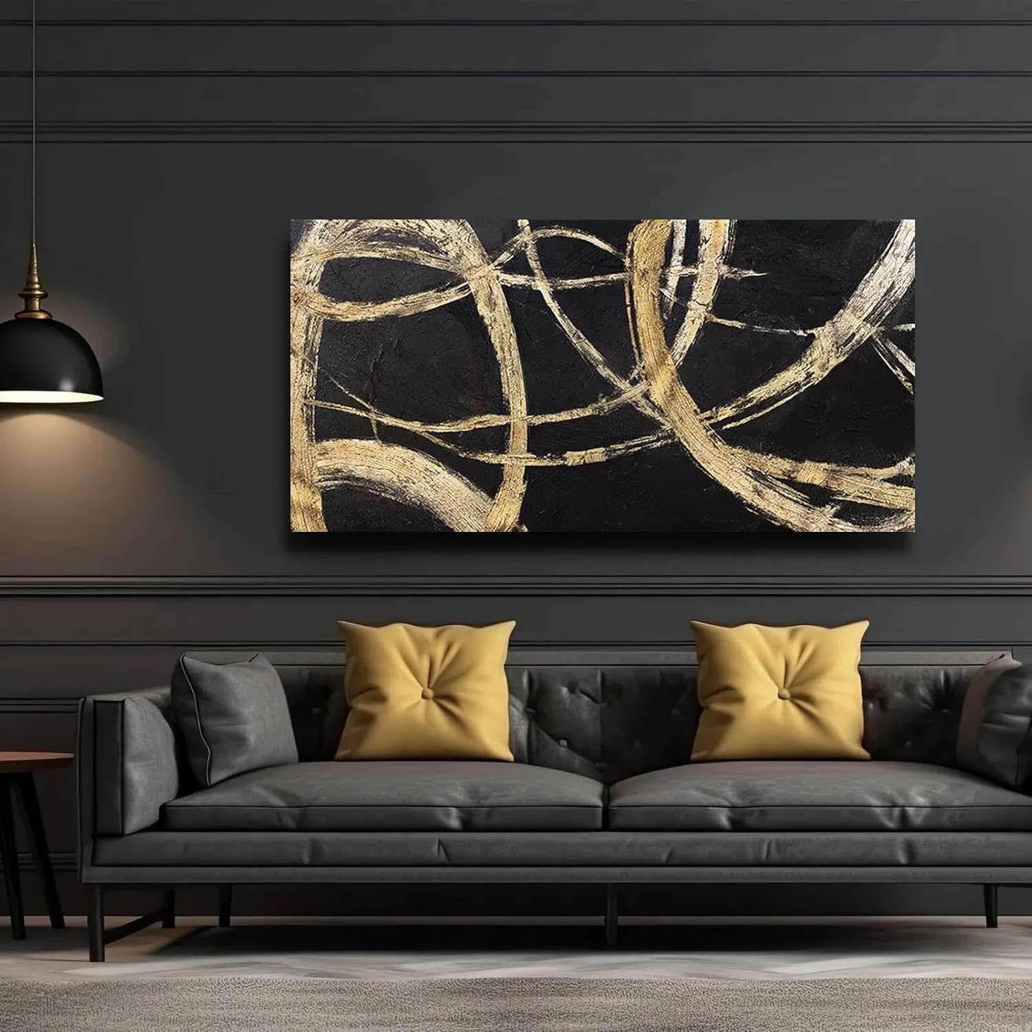 VAYIMDH Wall Decorations for Living Room Black And Gold Pictures Abstract Wall Hangings Canvas Wall Art Large Wall Decor for Home Office 20x40 In
