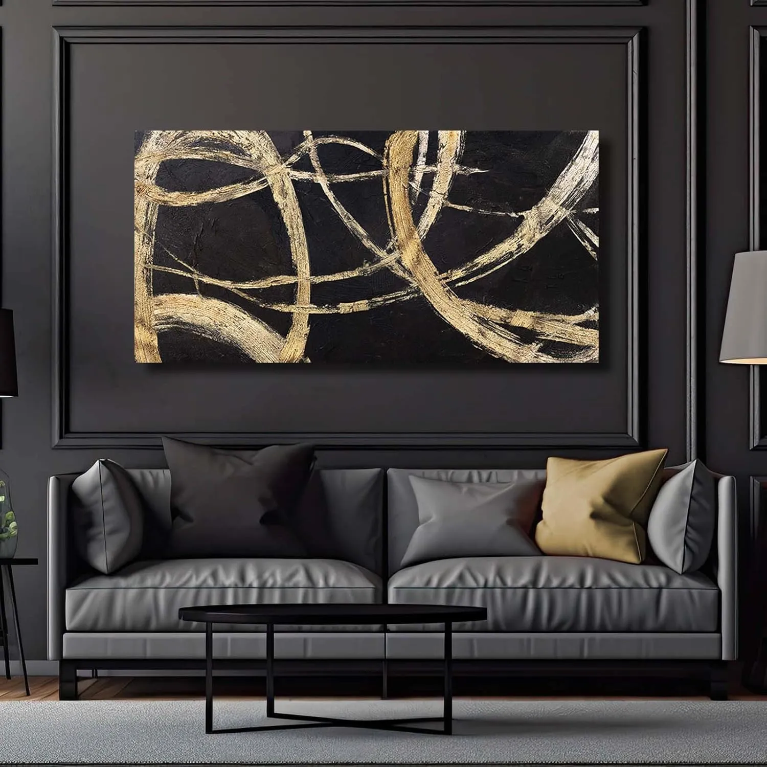 VAYIMDH Wall Decorations for Living Room Black And Gold Pictures Abstract Wall Hangings Canvas Wall Art Large Wall Decor for Home Office 20x40 In