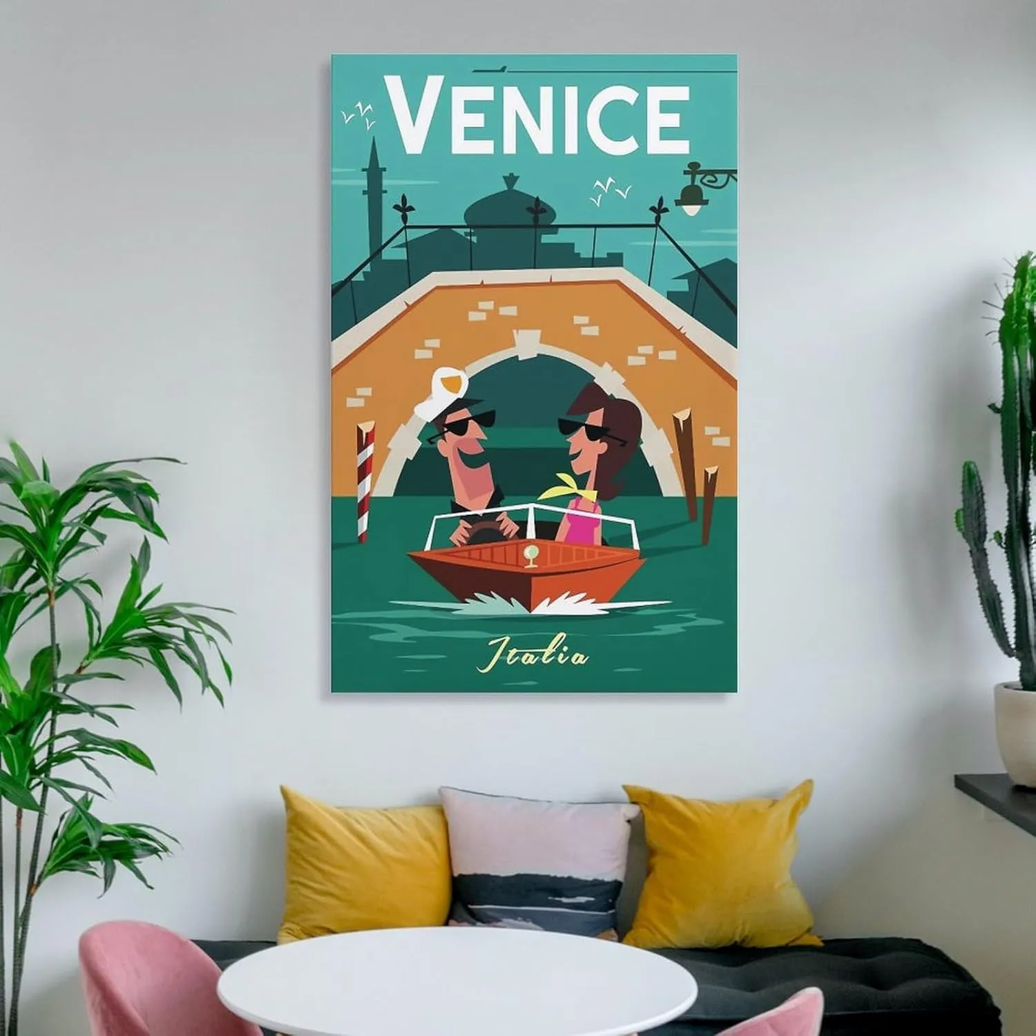 Venice Italy Skyline Vintage Travel Poster Print Canvas Wall Art for Bedroom Living Room HD Print Posters 24x36inch(60x90cm)