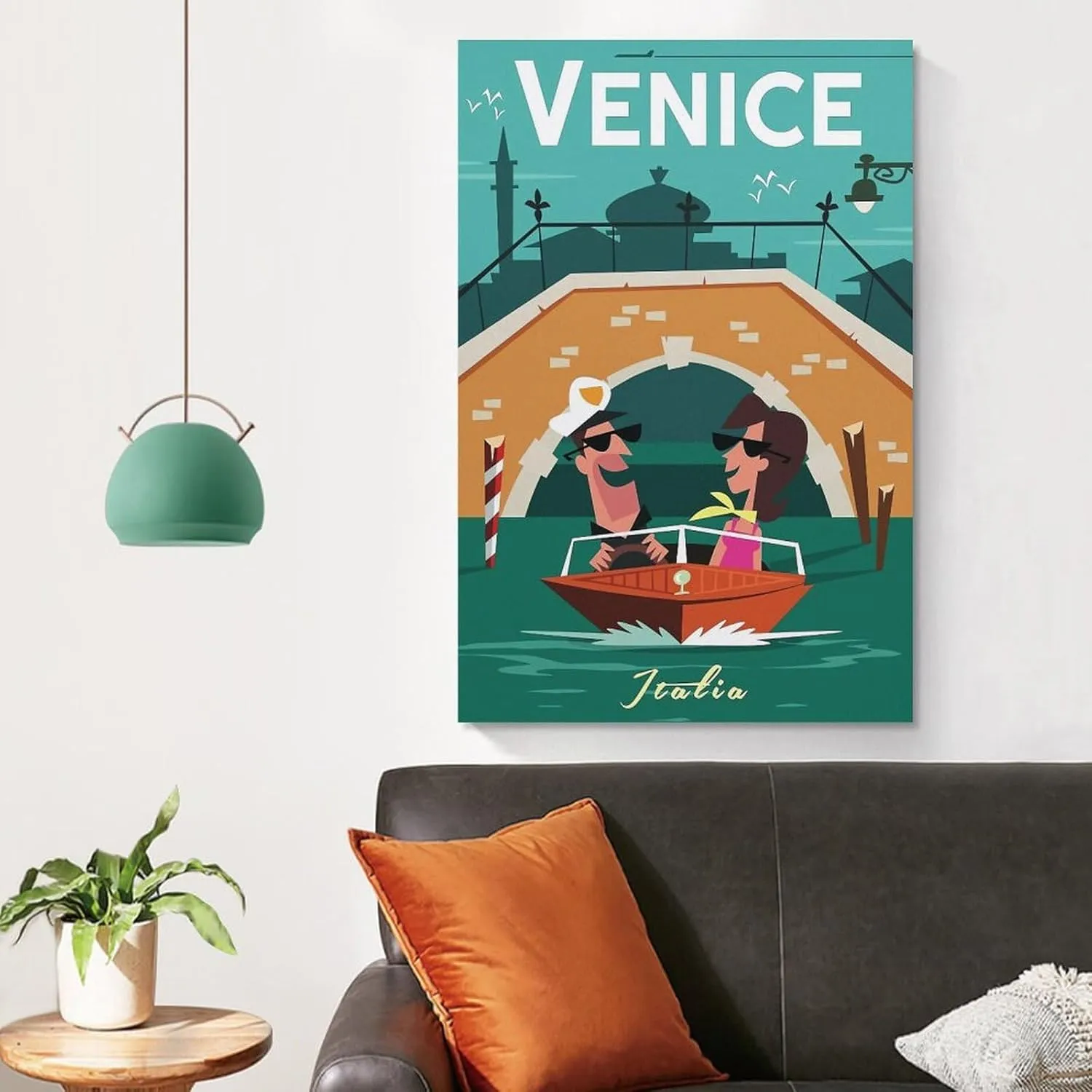 Venice Italy Skyline Vintage Travel Poster Print Canvas Wall Art for Bedroom Living Room HD Print Posters 24x36inch(60x90cm)