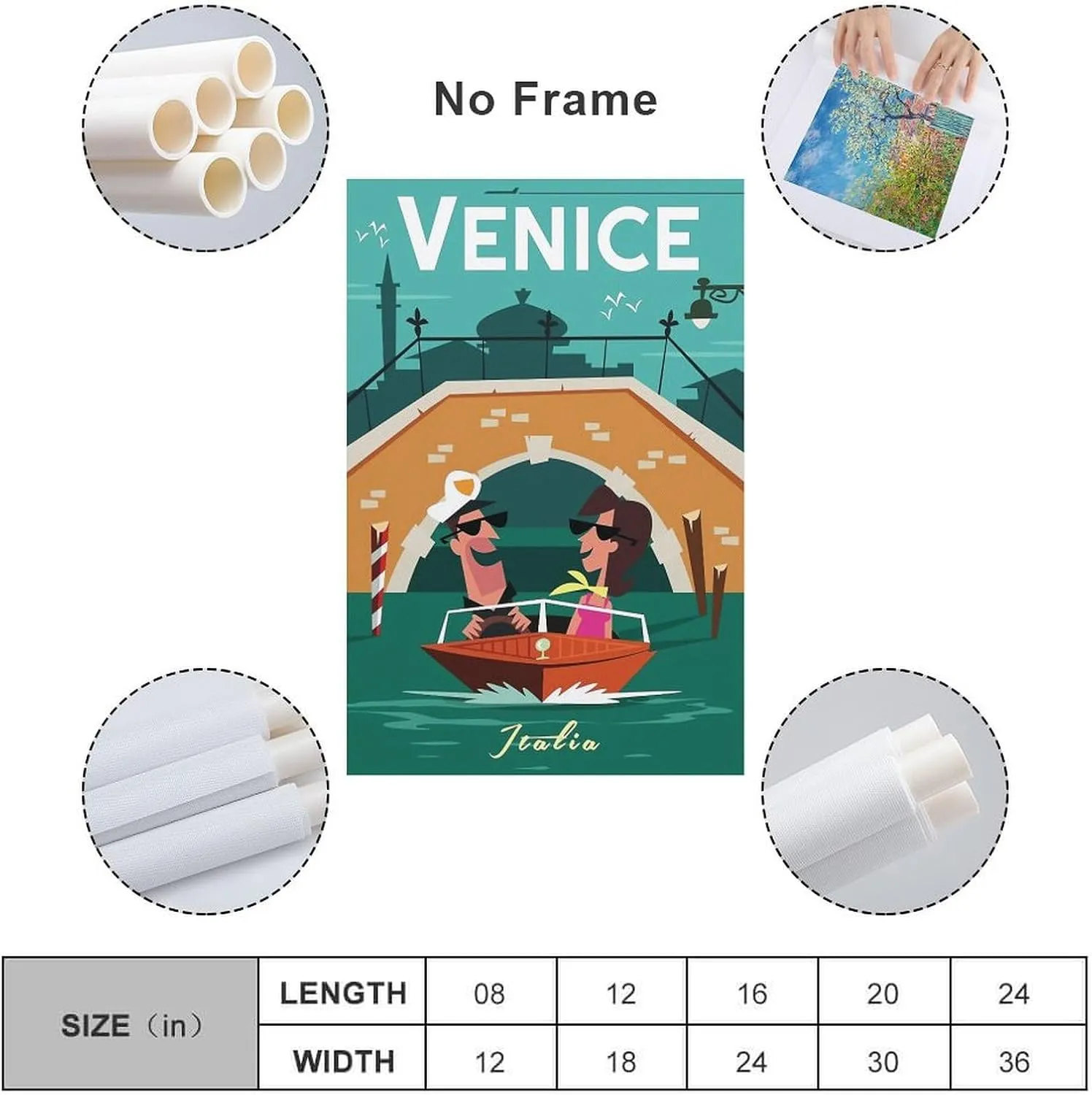 Venice Italy Skyline Vintage Travel Poster Print Canvas Wall Art for Bedroom Living Room HD Print Posters 24x36inch(60x90cm)